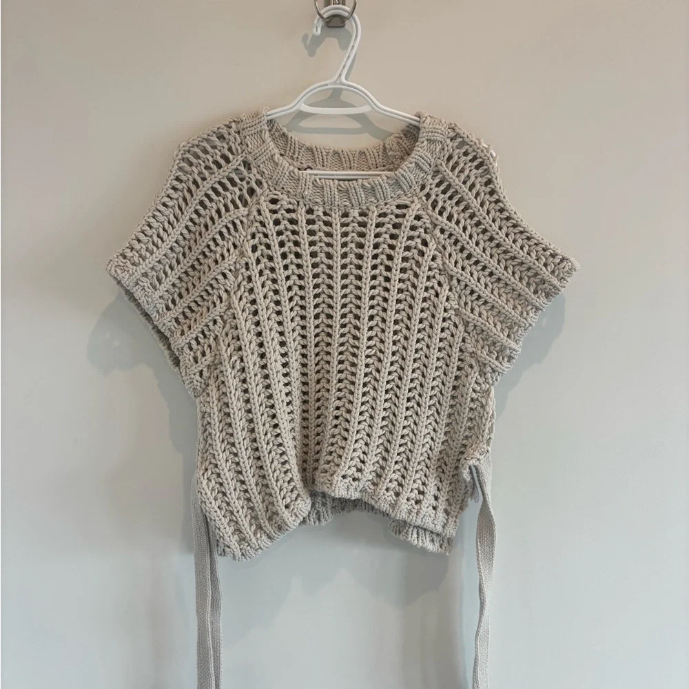 Zara Open Knit Sweater in Cream - Picture 2 of 4